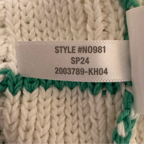 Madewell Crew Neck Open-Stitch Sweater Tee in Green Stripe. Size Small. NWT - Picture 15 of 16